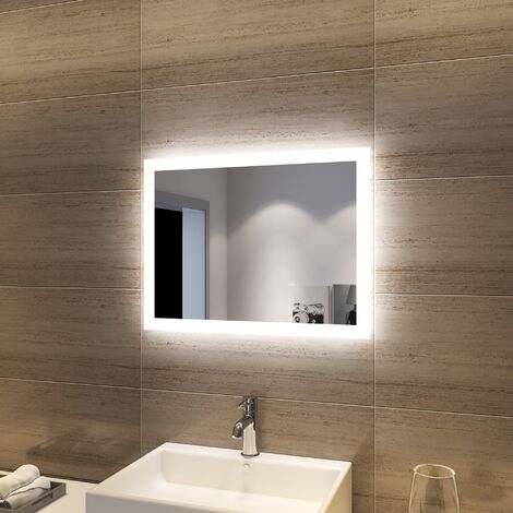 SONNI Specchio da bagno Specchio con luce 60x50cm Specchio da parete IP44 (1/5)
