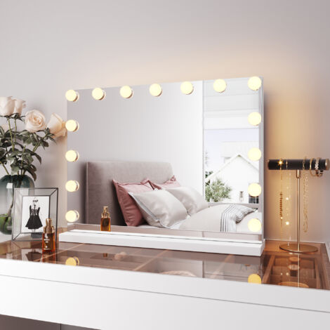 Hollywood Vanity - Specchio Da Trucco Illuminato 58x48 Cm Con 15 LED Dimmerabili E Ingrandimento 10x