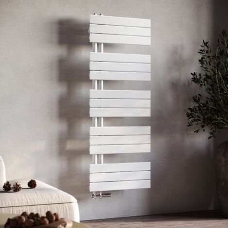 SONNI Scaldasalviette Acqua Calda Termoarredo Radiatore Design Laterale Verticale Scaldasalviette Connessione Laterale Bianca 1314x500mm 1160 W