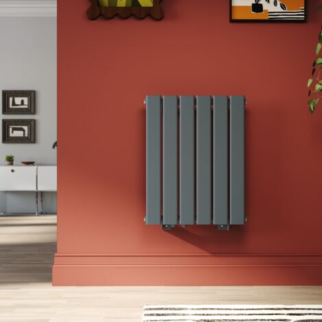SONNI Radiatore Antracite Singolo Verticale Termosifoni ad Acqua Calda in Acciaio SPCC Acciaio Dolce 600x465 mm 1143W