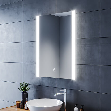 SIRHONA Specchio da Bagno a LED da Muro 80 x50cm, Specchio Parete con  Interruttore Touch e