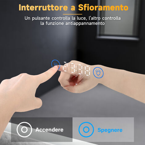 SONNI Specchio da Bagno Illuminato a LED Specchio da Bagno Antiappannamento 70x50cm