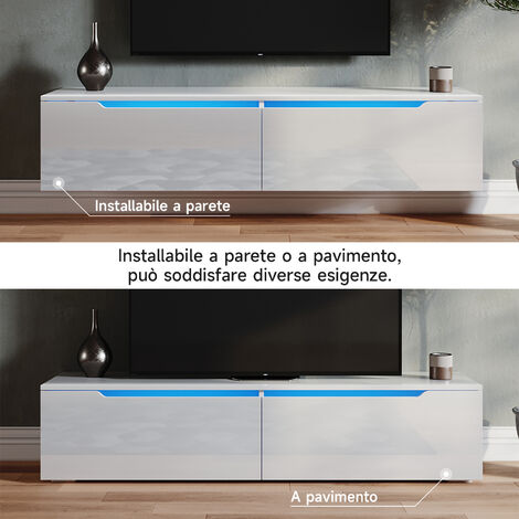 SONNI Mobile TV Mobile da Soggiorno Porta TV 2 Cassetto con LED Design Moderno 140x35x30cm Bianco
