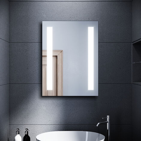 SONNI Specchio da Bagno 45x60cm (quadrato) con Illuminazione a LED