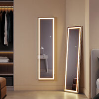 SIRHONA Specchio parete Terra 150x40x35 cm con Interruttore Touch Illuminazione LED a 3 Colori Specchio Parete Moderno specchio ingresso