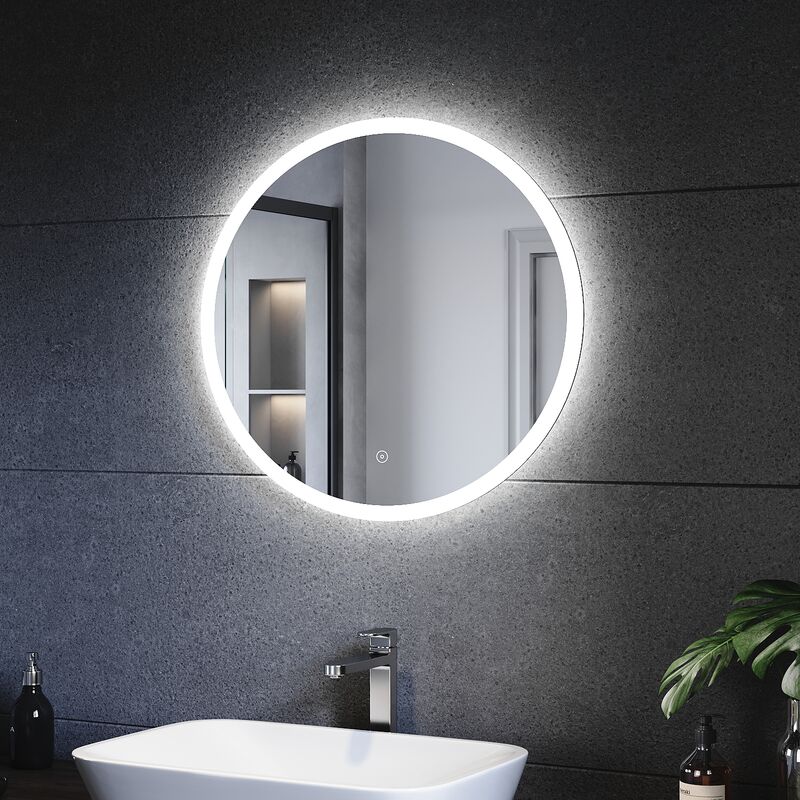 Espejo de baño,Espejo led,22W + Interruptor Blanco frío + Toque (60x80 cm)