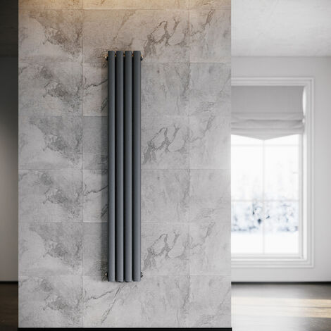SONNI Radiador de Vertical Antracita Ovalado Radiador Centro Conexión Doble Capa 230x1600mm