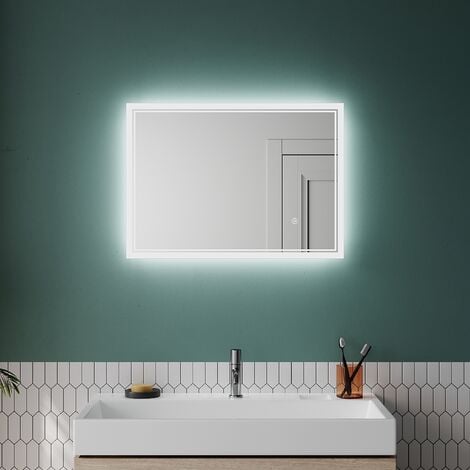 Espejo redondo LED grande con luces, fácil de instalar, moderno espejo de  montaje en pared, espejo de maquillaje inastillable (color luz blanca