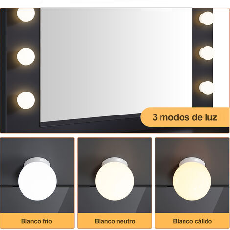 SIRHONA Tocador de Maquillaje con Iluminación LED Espejo Función de Memoria  Inteligente Tocador con Espejo de