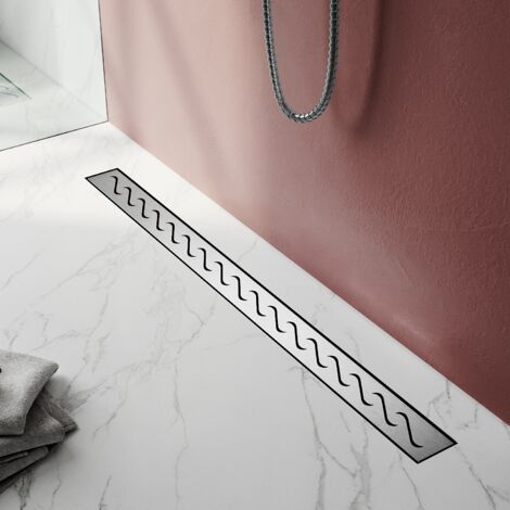 SIRHONA Canaleta de Ducha 70 cm con Sifón de Acero Inoxidable,Desagüe de Ducha Decorado con Accesorio de Piso,con Tope de Olor y Tamiz de Pelo