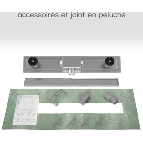 SIRHONA Canaleta de Ducha de Acero Inoxidable, 2 en 1 Conjunto Completo de Desagüe de Ducha con Accesorio de Piso, Doble Cara, con Tope de Olor y Tamiz de Pelo - 70 cm