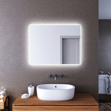 Espejo de baño con iluminación LED, espejo redondo de baño de 24 pulgadas,  3 colores, luz regulable, espejo de baño con luces, inteligente antivaho