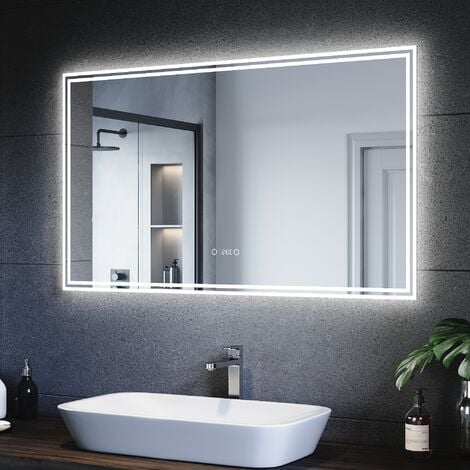 Espejos Baño Interior Cuadrado Tira De Luz Incorporada Táctil LED Espejo De  Baño Luces De Tocador Plateadas De 133,57 €