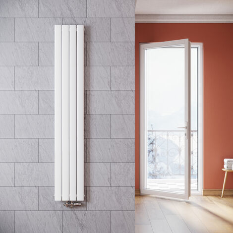 ELEGANT Radiadores de Agua Caliente 1800 x 308 mm,Radiador de Salón Potencia 536 W,Doble Capa vertical,Conexiones Centrales G 1/2" - Blanco