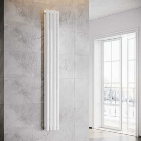 SONNI Radiador de Vertical Blanco Ovalado Radiador Centro Conexión Doble Capa 1800x239mm