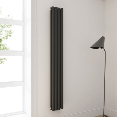 SONNI Radiador de Vertical Ovalado Antracita Radiador Centro Conexión Doble Capa 1800x239mm