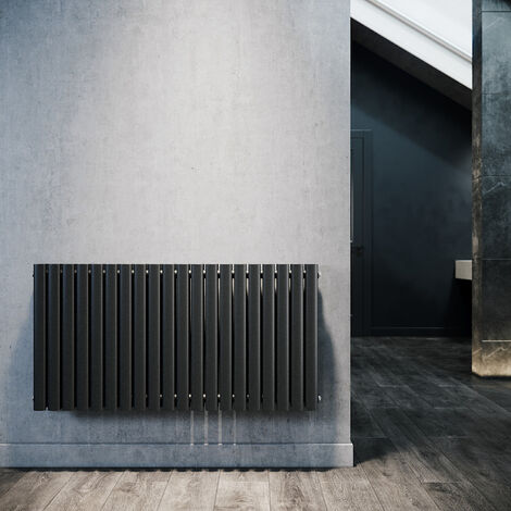 SONNI Radiador de Vertical Ovalado Antracita Radiador Centro Conexión Doble Capa 600x1183mm
