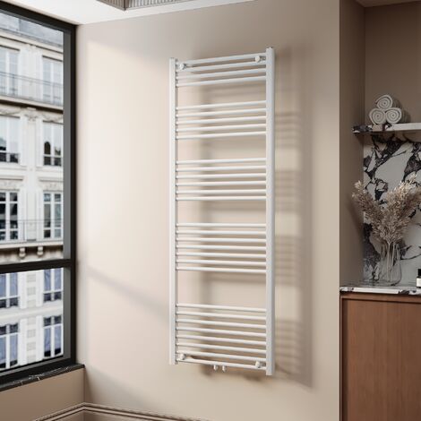SONNI Radiadores Toalleros de Agua Radiadores Toalleros con Conexión Central Radiador Secador de Toallas de Agua Caliente Adecuado para Cuartos de Baño Blanco 160 x 60 cm