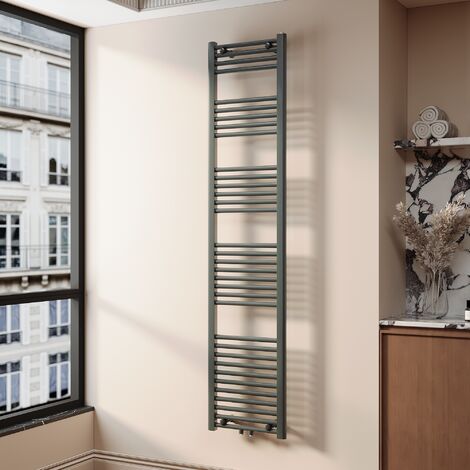 SONNI Radiadores Toalleros de Agua Radiadores Toalleros con Conexión Central Radiador Secador de Toallas de Agua Caliente Adecuado para Cuartos de Baño Antracita 180 x 40 cm