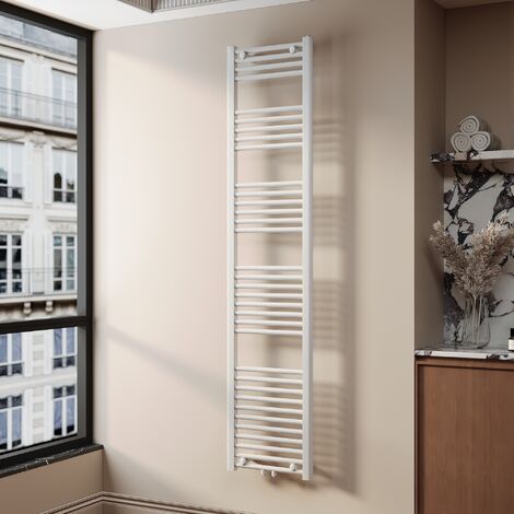 SONNI Radiadores Toalleros de Agua Radiadores Toalleros con Conexión Central Radiador Secador de Toallas de Agua Caliente Adecuado para Cuartos de Baño Blanco 180 x 40 cm