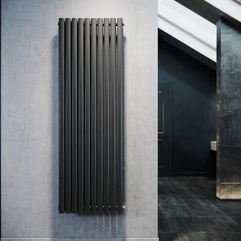 SONNI Radiador de Vertical Ovalado Antracita Radiador Centro Conexión Doble Capa 1800x593mm