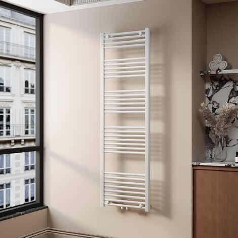 SONNI Radiadores Toalleros de Agua Radiadores Toalleros con Conexión Central Radiador Secador de Toallas de Agua Caliente Adecuado para Cuartos de Baño Blanco 160 x 50 cm