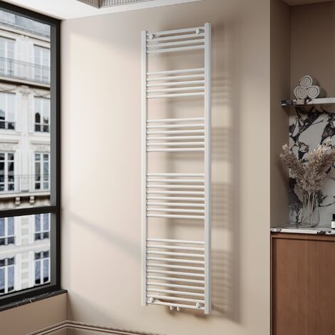 SONNI Radiadores Toalleros de Agua Radiadores Toalleros con Conexión Central Radiador Secador de Toallas de Agua Caliente Adecuado para Cuartos de Baño Blanco 180 x 50 cm