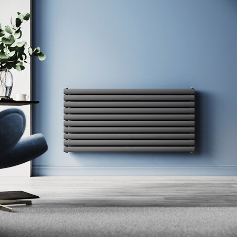 SONNI Radiador Horizontal Antracita Calefacción Doble Capa, Conexión Lateral 1200x600mm