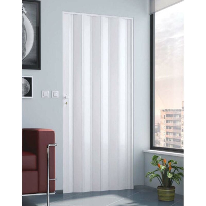 Porte pliante accordéon intérieur en pvc 83x214 cm mod. Maya couleur  blanche pastel