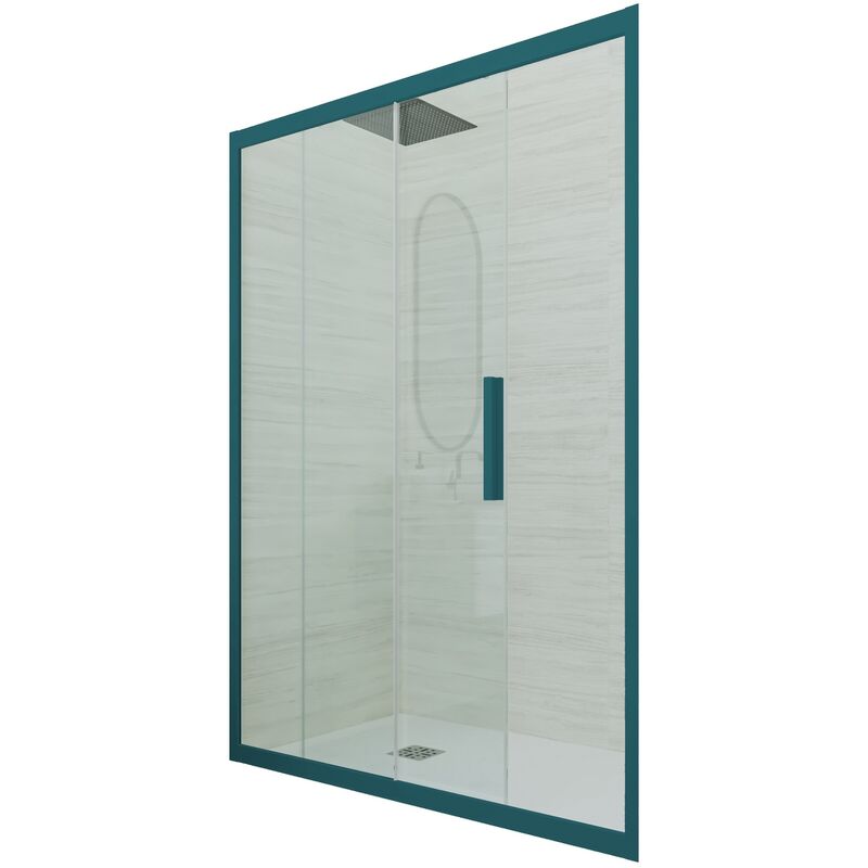 Océan Porte de douche 100x185cm verre satiné et anticalcaire porte battante  en niche