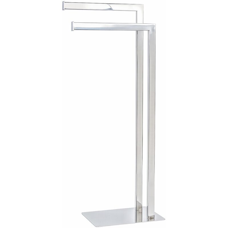 Porte-serviettes Sur Pied En Verre Blanc - Modèle Zero - 78x28x20 Cm - Finition Chromée - 9