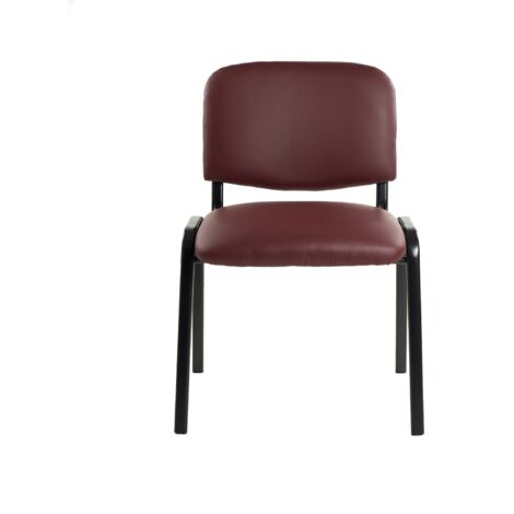 Chaises de visiteurs empilables siège salle d'attente similcuir bordeaux 6 pcs (1/3)