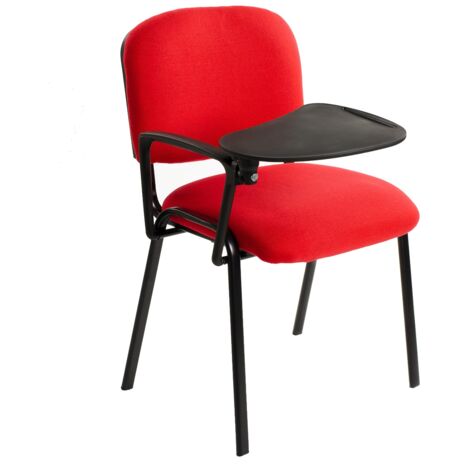 6 chaises de visiteurs empilables avec tablette écritoire conférence tissu rouge