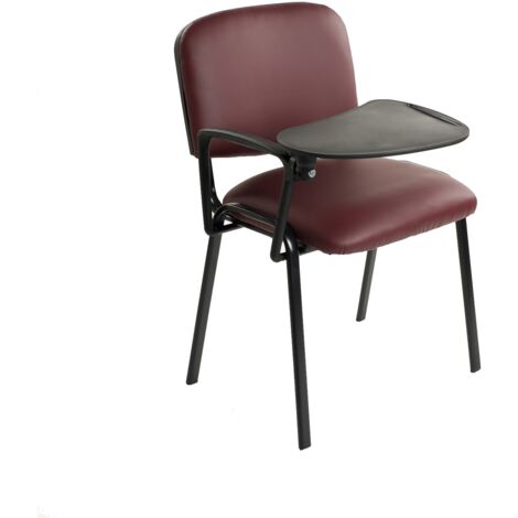 6 chaises de visiteurs empilables avec tablette rabattable similcuir bordeaux