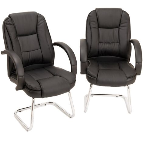 Lot de 2 chaise de bureau similcuir noir pivotantes fauteuils manager visiteurs (1/5)