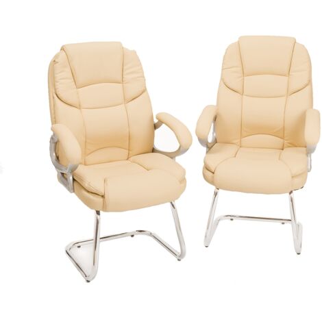 Lot de 2 chaises de bureau similcuir beige inclinable chaise fauteuil manager