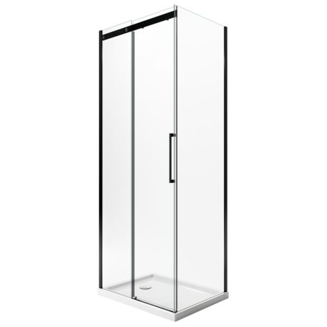 Cabine de Douche Angulaire 75x100CM H198 Verre Transparent Fixe+Saloon 2 Pivotantes 100 mod. West