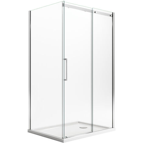 Parois cabine de douche angulaire avec easy-clean h 200 verre transparent 8 mm mod. Prime duo 1 porte 80X120 vers droite (1/6)