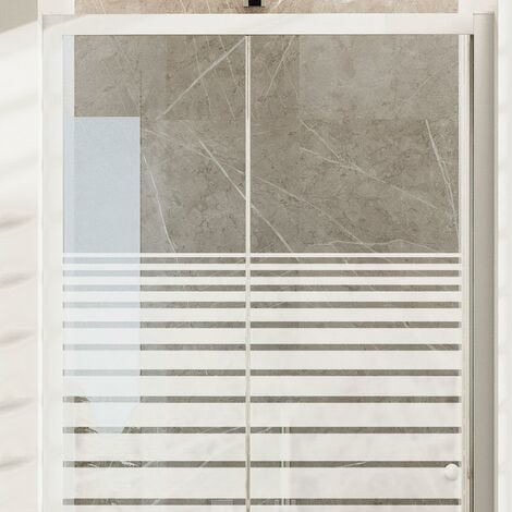 Porte de douche blanche coulissante pour h 185 verre sérigraphié mod. Blanc 110 cm