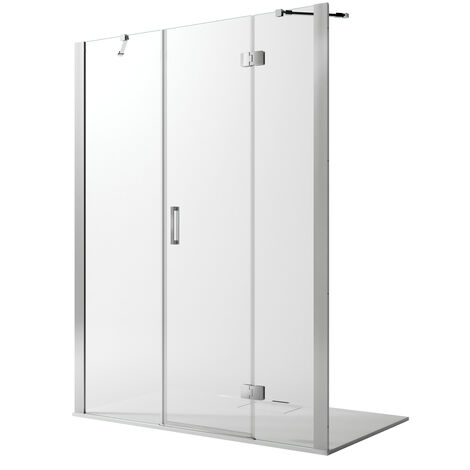 Porte de douche pivotante h 190 verre transparent avec easy-clean mod. Flip porte + fixe 130 cm (1/5)