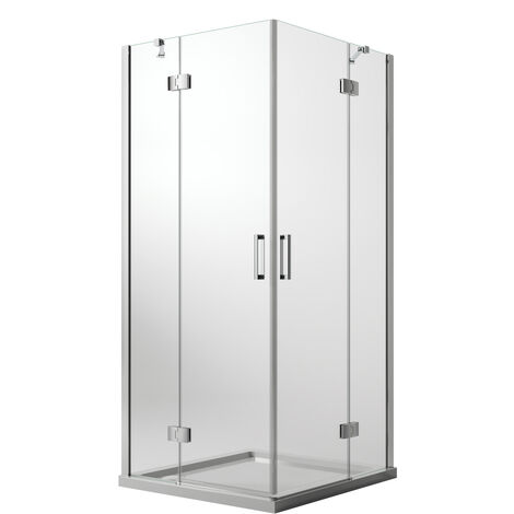 Parois cabine de douche angulaire ouv. pivotante verre transparent avec easy-clean h. 190 mod Flip porte + porte 80X120 cm (1/5)