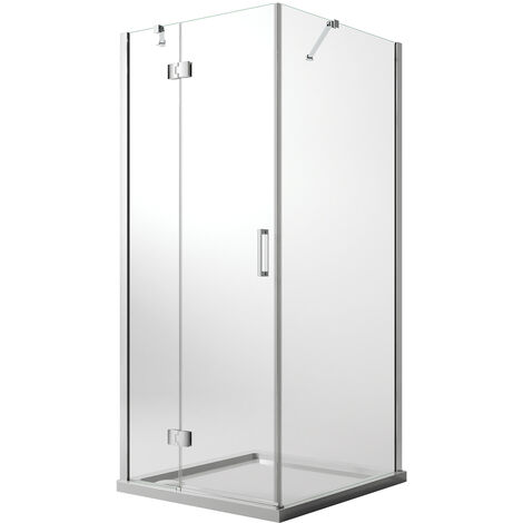 Parois cabine de douche angulaire pivotante verre transparent avec easy-clean h. 190 mod Flip porte + fixe 100X70 cm (1/4)