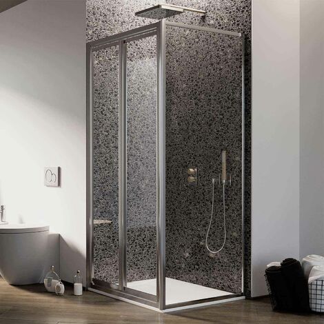 Cabine De Douche Idralite – 130 X 185 Cm – Verre Transparent – 2 Portes Pivotantes