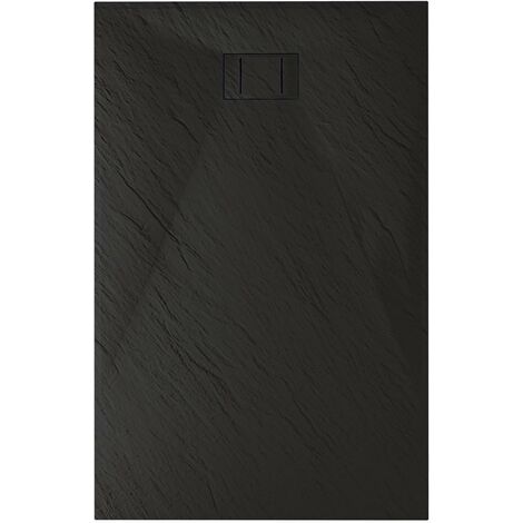 Idralite – Receveur de douche rectangulaire 90x130 cm en acrylique anthracite effet pierre – Extraflat 2,6 cm – Installation au ras du sol