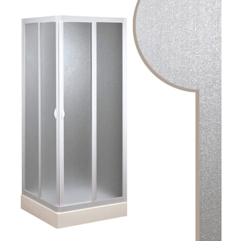 Forte – Cabine de douche angulaire 90x90 cm – Panneaux acryliques satinés – Ouverture centrale 52 cm – Installation rapide adaptable