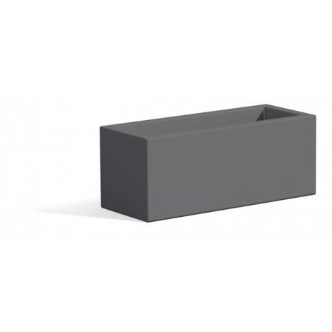 Jardinière pot de fleurs rectangulaire en résine 40x100 cm mod. Matera gris (1/2)