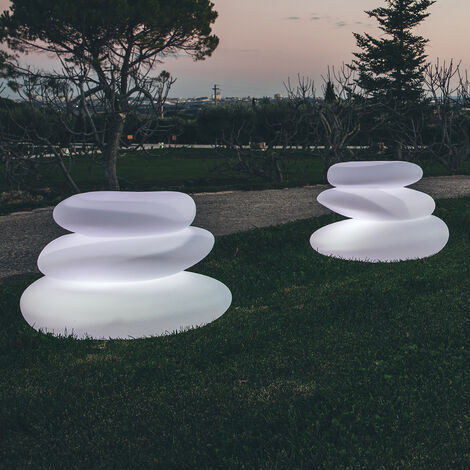 Vase lumineux en polyéthylène écologique blanc – Résistant aux chocs et intempéries – Dimensions L75xP62xH47 cm – Pour intérieur et extérieur – Monacis