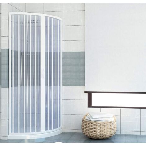 Idralite – Cabine de douche 90x90 cm – Ouverture semi-circulaire – Panneau PVC effet bambou 2,0 mm – Installation réversible – Compatible sans receveur (1/5)