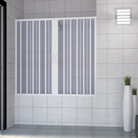 Idralite – Pare-baignoire pliable en pvc blanc 150 cm – Ouverture centrale – Dimensions ajustables jusqu'à 170 cm – Installation réversible