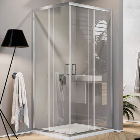 Cabine paroi de douche en Plastique PVC mod. Acquario avec ouverture